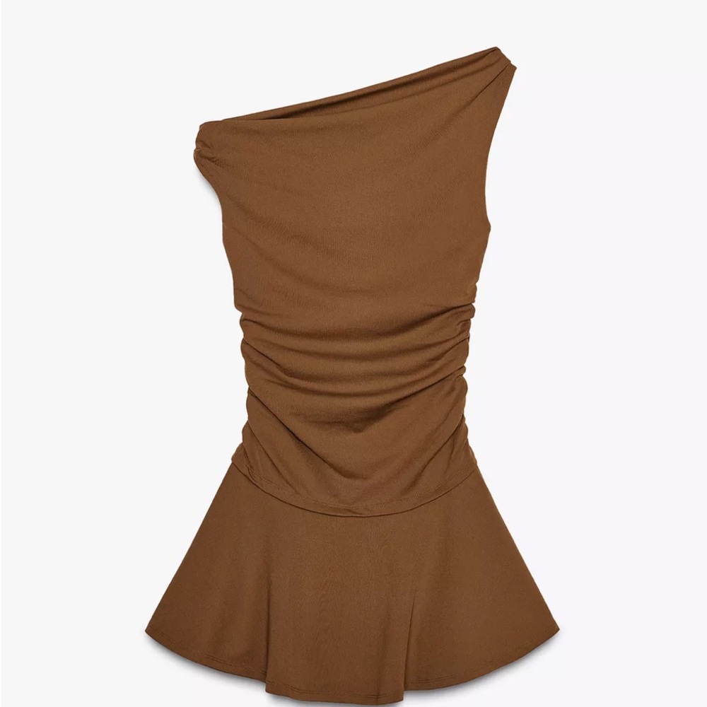 ZARA Ruched Textured Dress - Picture 7 of 11
